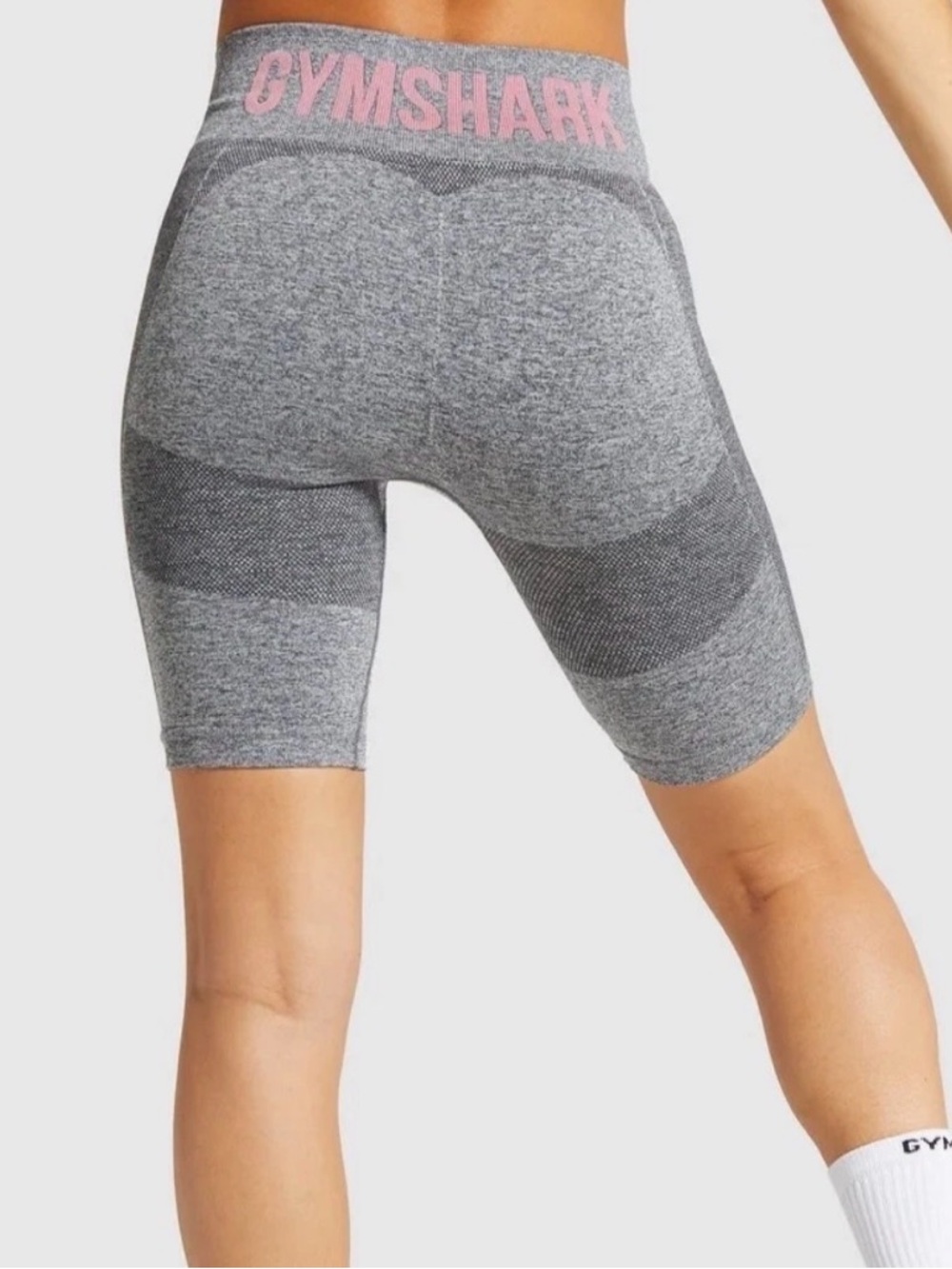 GYMSHARK FLEX CYCLING SHORTS Charcoal Marl/Pink High Waisted size Medium